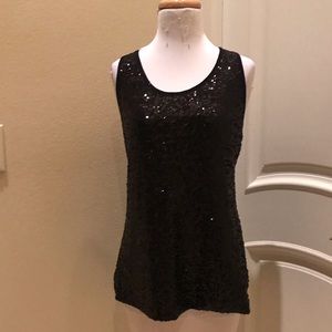 INC black sequined racer back tank top